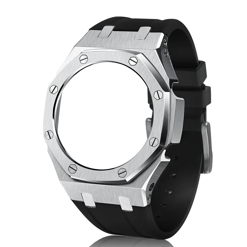 GA2100 Rubber Watch Band Strap Metal Bezel 3rd One-Piece Replacement Accessories for Casio G-Shock GA-2100/GA-2110