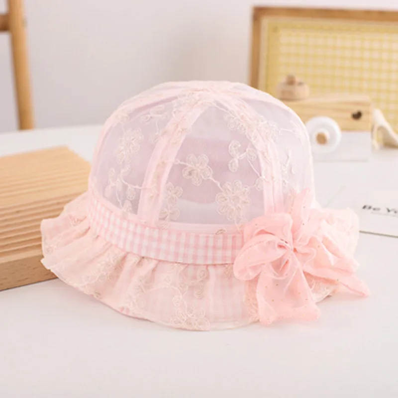 

Infant cap With Big Flower Summer Thin Design 5 Months~16 Months Princess Cute Girl Baby Fisherman's Cap Sunshade Hat C189