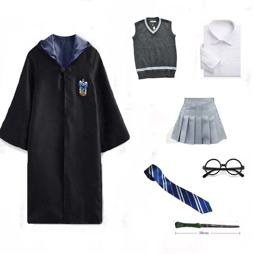 Women style 3 Gryffindor Hufflepuff Slytherin Ravenclaw костюм Гермионы Грейнджер Косплей халат юбка очки Униформа костюм для Хэллоуина - Цвет: Women style 3