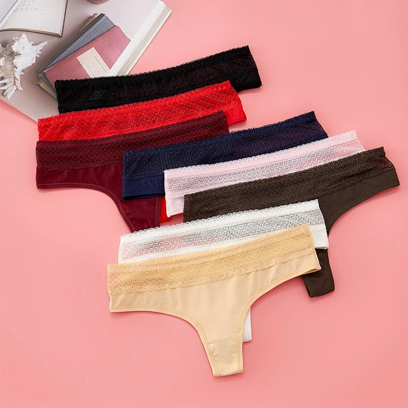 Трусики женские хлопковые однотонные пикантное мягкое нижнее белье с кружевной
