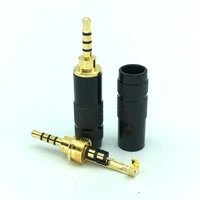 2pcs 2 5mm earphone plug with clip 4 pole stereo gold plated copper audio jack wire connector hifi headset metal splice adapter
