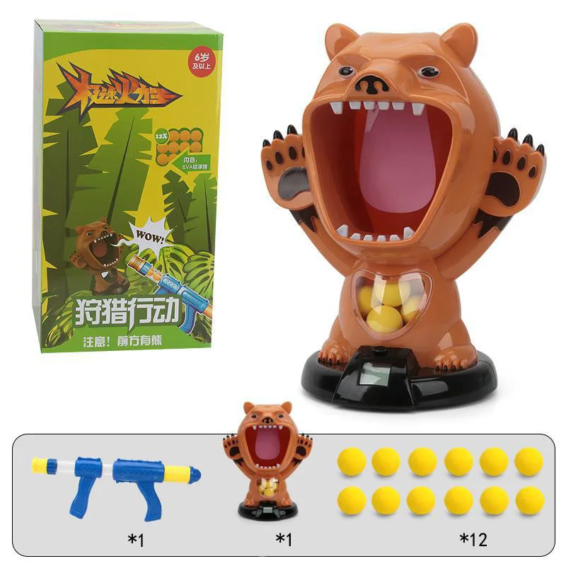 Air Powered Kids Safety Soft Bullet Toy Gun Funny Gift Game Target Toys Indoor Bear Lion Frog Shooting New | Игрушки и хобби