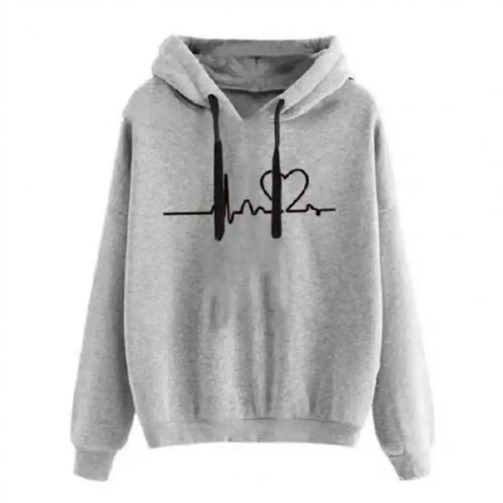 

Женский свитшот с капюшоном, однотонный свитшот с длинным рукавом и принтом сердца на завязках, повседневная одежда, осень-зима 2021