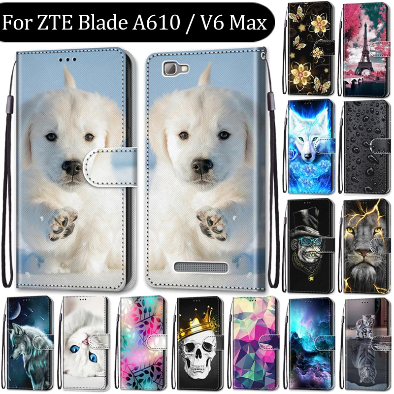 Чехол-кошелек для ZTE Blade A610 / V6 Max кожаный чехол Роскошный флип-чехол телефона с