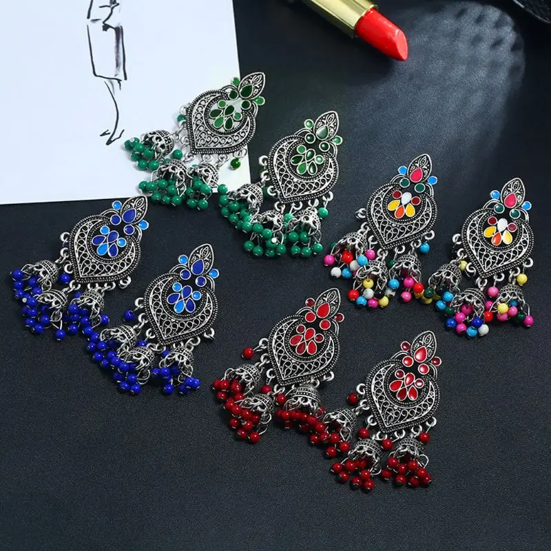 

Retro Indian Bollywood Kundan Jhumka Jhumki Drop Earrings Gypsy Fashion Jewelry