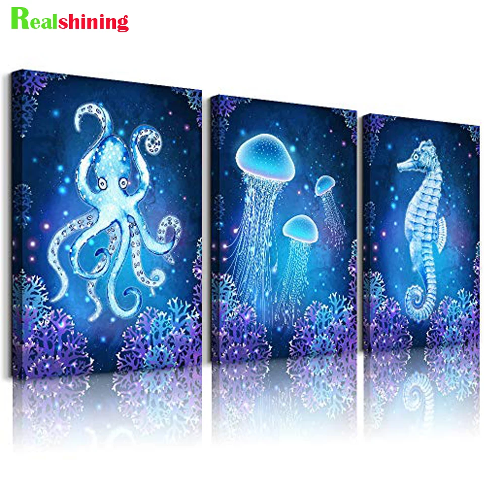 

Набор для алмазной вышивки «Осьминог», 3 шт.