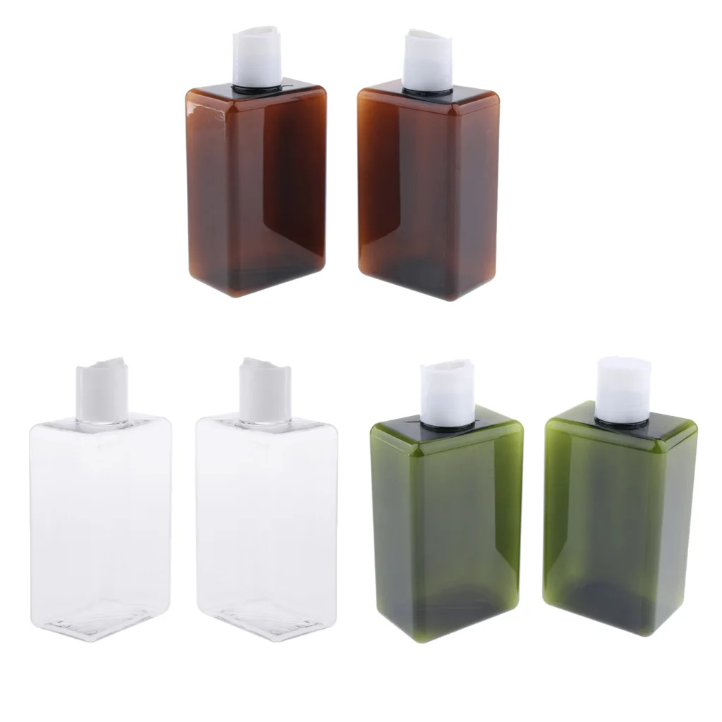 

2 Plastic Refillable Empty Shampoo Shower Gel Lotion Body Soap Bottles 300ml