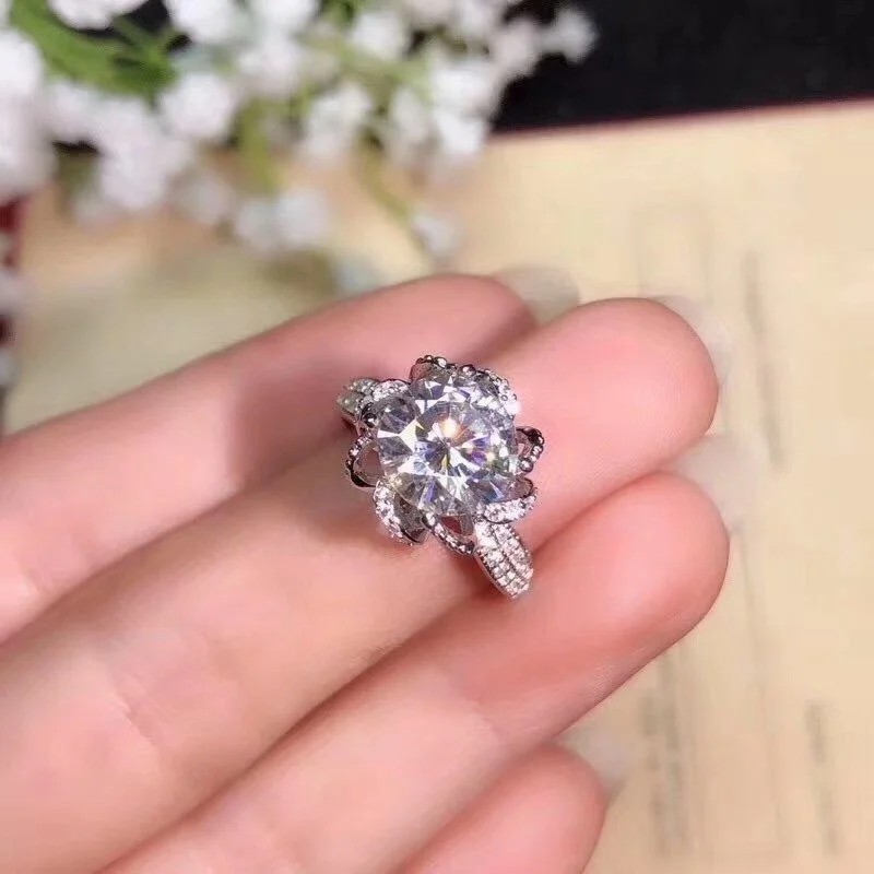 Kkmall магазин круглых серебряных колец с муассанитом 1.00ct D VVS Роскошные колечки из