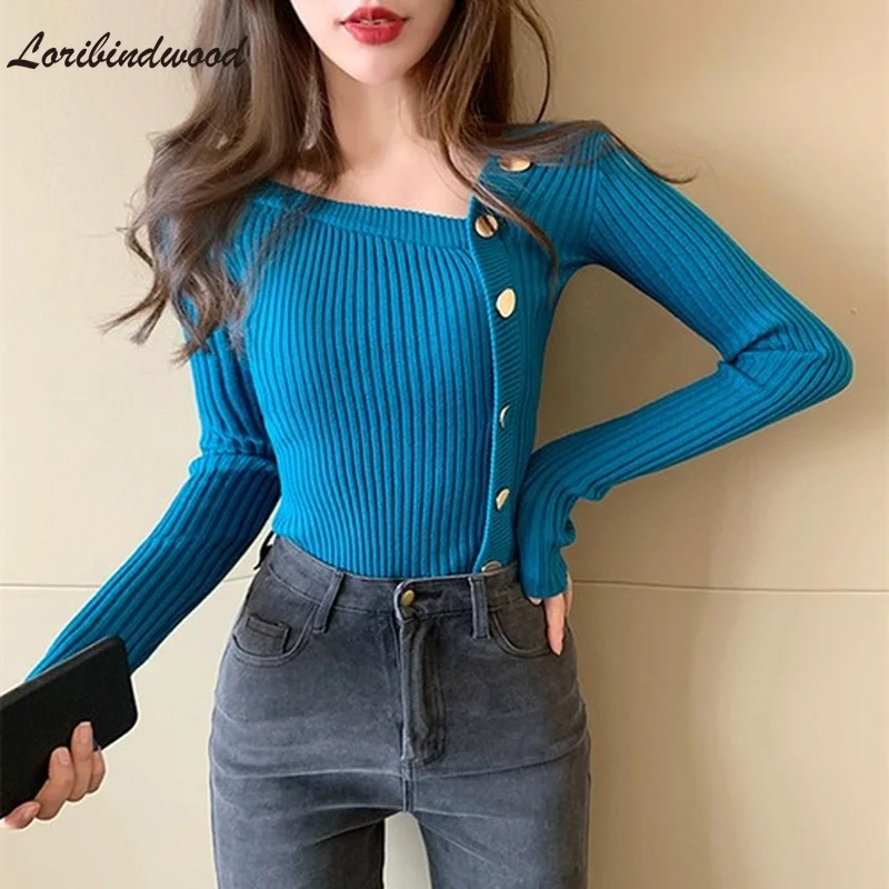 

New Autumn Ladies All-match Sweater Single-breasted Knitted Cardigan 2021 Long Sleeve Chic Solid Color Top Women