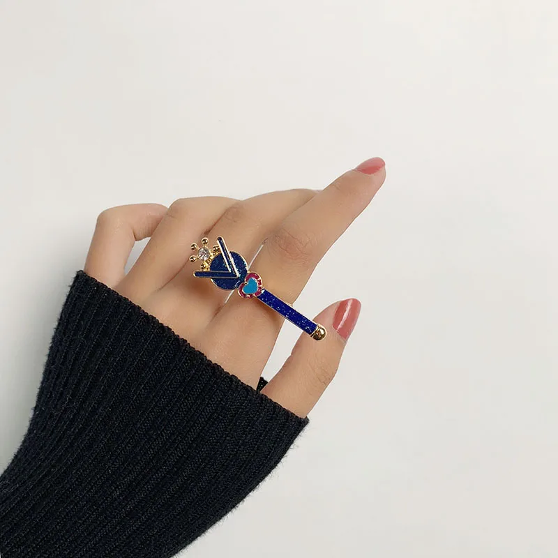 Женское кольцо с эмалью Sansummer романтическое Луной и звездой блестящее Ювелирное