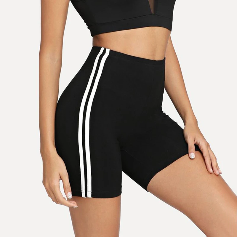 

Women Fitness Leggings Yoga Shorts Cycling Biker Shorts Seamless Sport Legging Gym Sportswear High Waist Side Striped