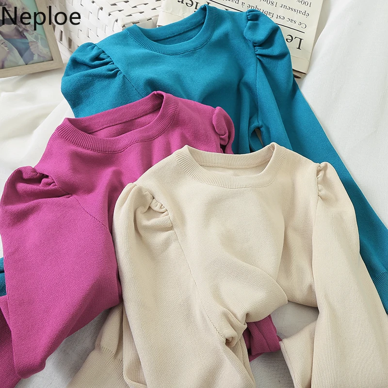 Neploe осенне-зимний базовый пуловер свитер вязаный джемпер с круглым вырезом и