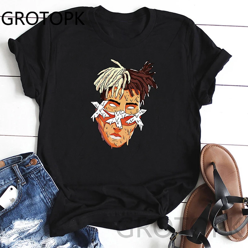 Xxxtentacion арт Летняя Повседневная футболка женская Милая уличная Harajuku с коротким