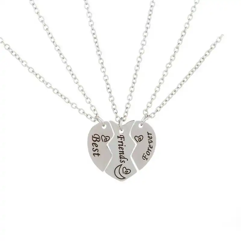 

Friendship Heart Best 3pcs Pendant Forever Necklace Gift Neclaces Broken Friends
