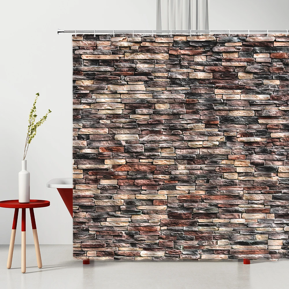 Винтажные настенные занавески из камня для ванной комнаты душа с геометрическим