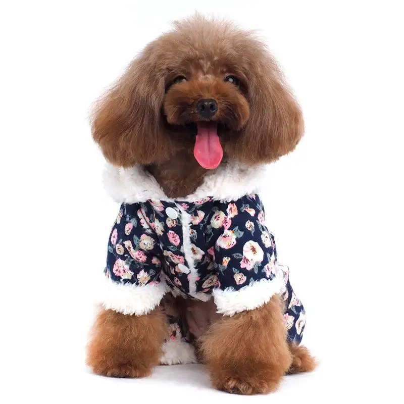 Одежда для собак маленьких четвероногий цветочный осень зима плюшевый питомец