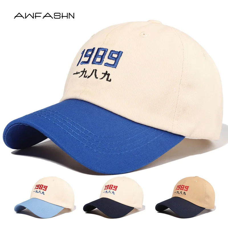

2022 New 1989 Men's Caps Women's Caps Color-block Baseball Caps 100% Cotton Outdoor Sunscreen Sports Hats Fashion Retro Unisex