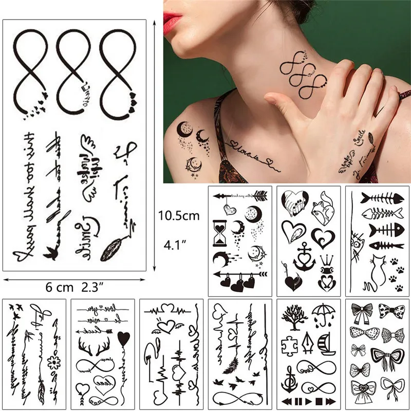 

30 Sheets Temporary Tattoos Set Fashion Sexy Tattoo Stickers for Men Women Body Art on Arm Neck Clavicle Waterproof Tattoos