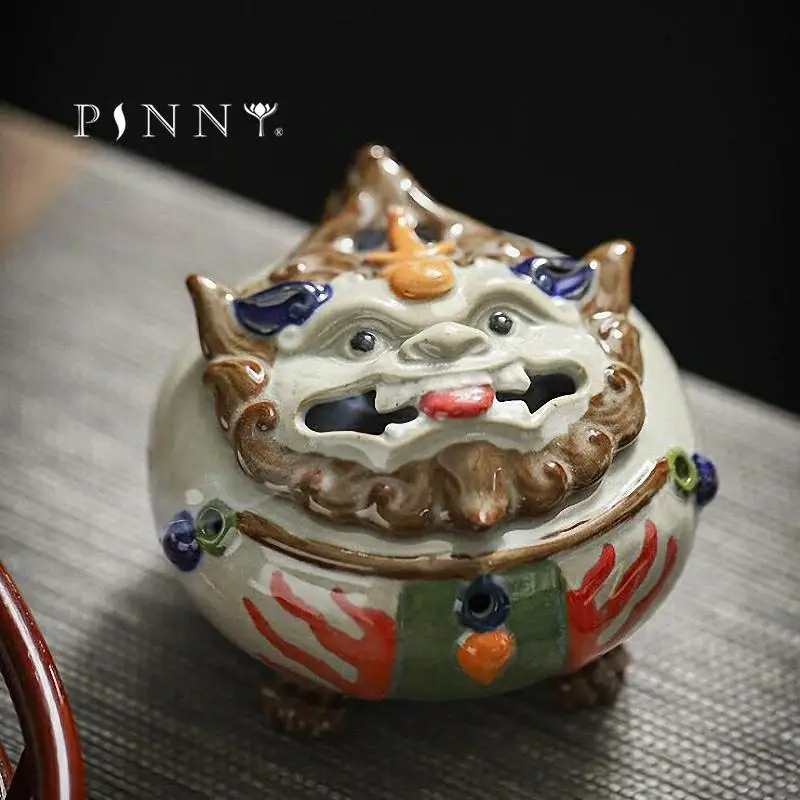 

PINNY Painted Pottery Mythical Beast Ceramic Incense Burner Coil Incense Holder Home Decoration Accessories