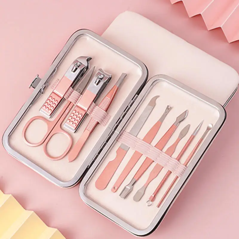 

Rose Gold Stainless steel Manicure Set Nail Clippers Scissors File Tweezers Pedicure Tools Kits