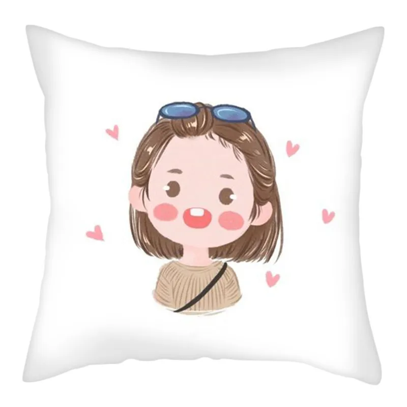 

2pcs Fuwatacchi Cute Girl Cushion Covers Cartoon Christmas Pillow Cover for Home Sofa Decorative Throw Pillowcases 45*45cm