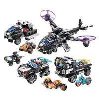 mine city police building block swat transporters helicopter suv vechile with figures bricks