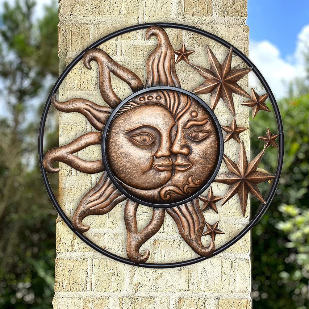 

Novelty Sun Moon Metal Wall Decoration Waterproof Home Hanging Decor Home Background Hanging Pendant Adornment