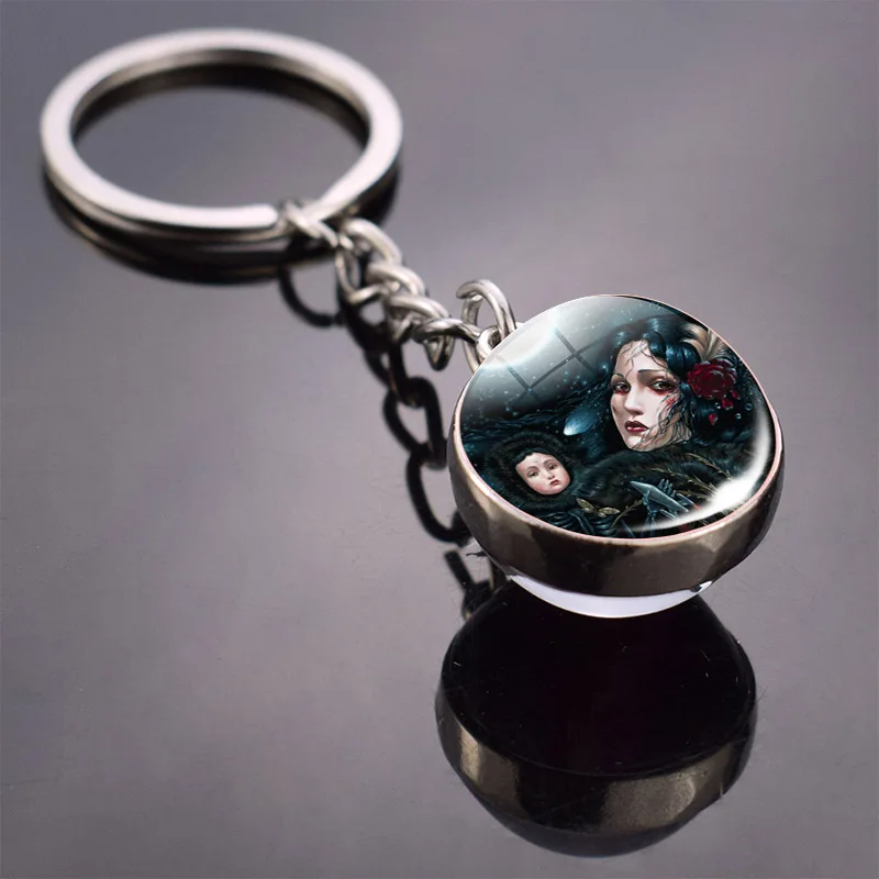 Металлический брелок серебряного цвета элегантный двусторонний прозрачный