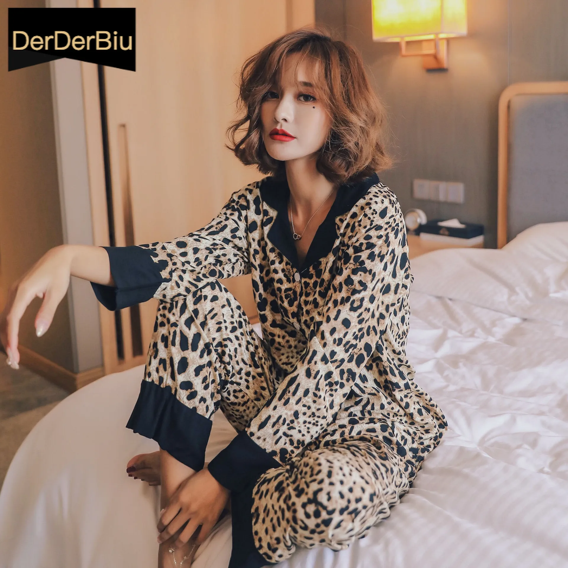 2020 осенний пижамный комплект леопардовой раскраски из меха пони ночная одежда