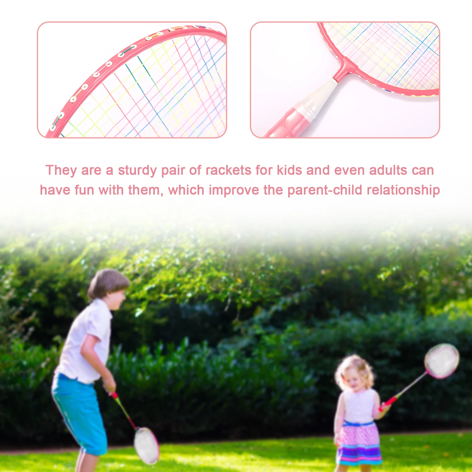 

1 Pair Badminton Racket with 5 Balls for Children Nylon Alloy Pracitical Professional Racquet Set Indoor Outdoor Sport Game