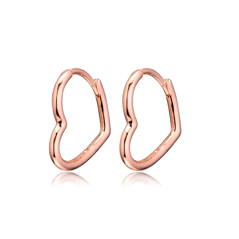 

Rose Asymmetric Heart Hoop Earring 100% 925 Sterling-Silver-Jewelry Free Shipping