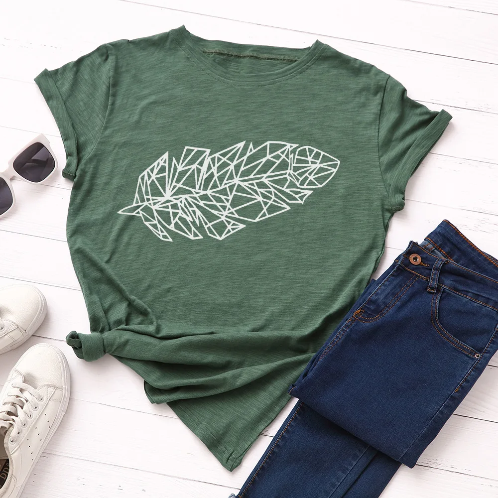 

Новая футболка женская с листьями женская рубашка Эстетическая футболка женская модная летняя футболка Harajuku