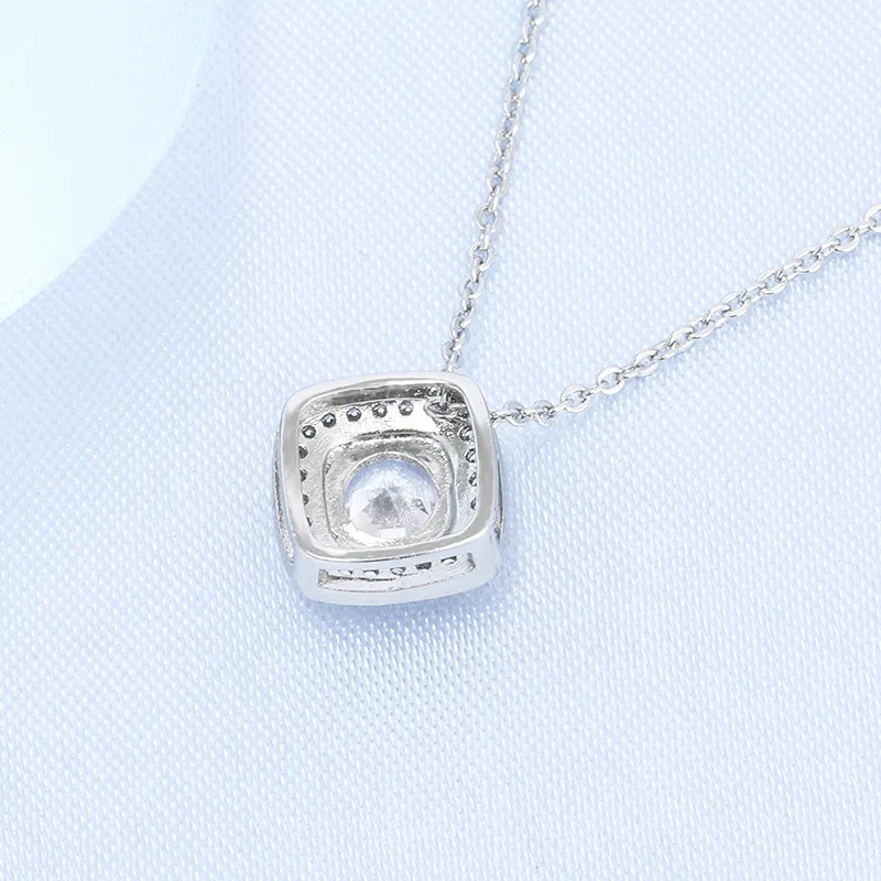 

Gorgeous Silver Plated Necklace Pendant Women Cubic Zirconia Geometric Choker Necklaces White Sapphire Wedding Jewlery Gift