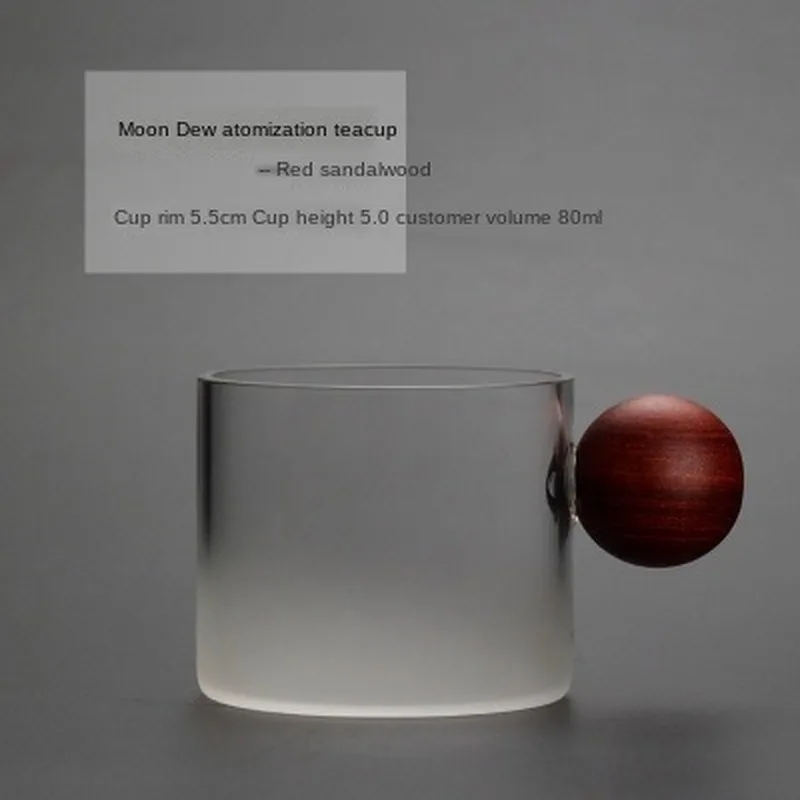 Стеклянная чашка в японском стиле с изображением Луны Красное сандаловое дерево