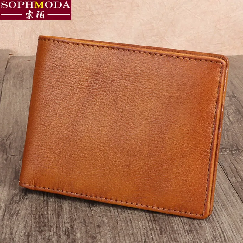 ★short wallet male wallet leather wallet male paragraphs short head layer cowhide thin soft leather tanned skin graft