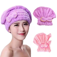 absorbent shower cap quick dry hair spa cap coral velvet bow soft absorbent wipe hair towel nightcap bathroom accessories