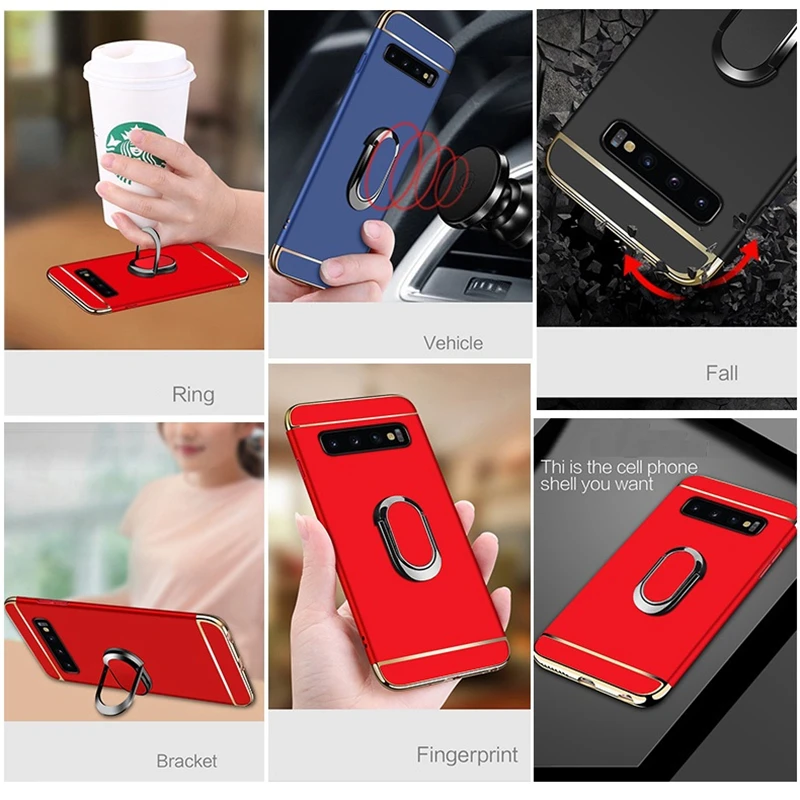 Магнитный чехол с кольцом для пальца Samsung Galaxy S10 Plus S10e роскошный Ультратонкий