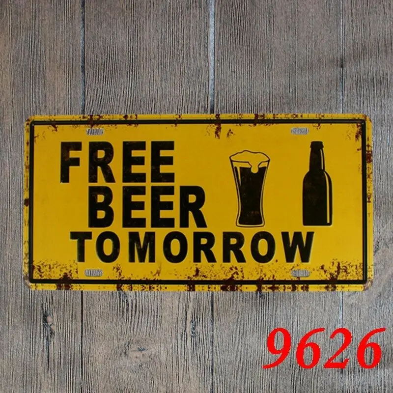 

Metal Tin sign free beer tomorrow Decor Bar Pub Home Vintage Retro Poster Cafe