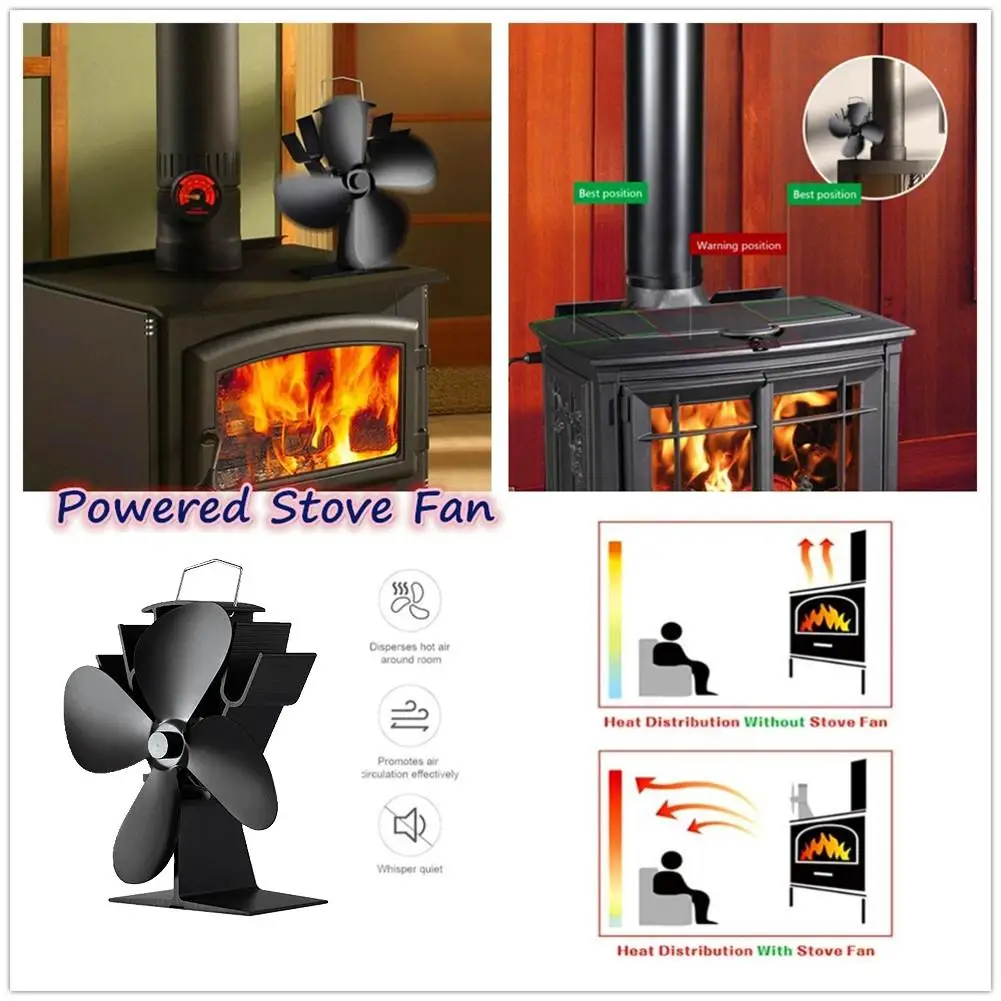 Вентилятор для камина с 4 лопастями экологически чистый бесшумный точечный