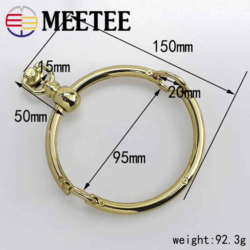 Meetee 1pc/2pcs ID95mm High-grade Alloy Round Bag Handles Buckle Purse Frame Hand Pull ORing Hook DIY Luggage Hardware Accessory | Дом и сад