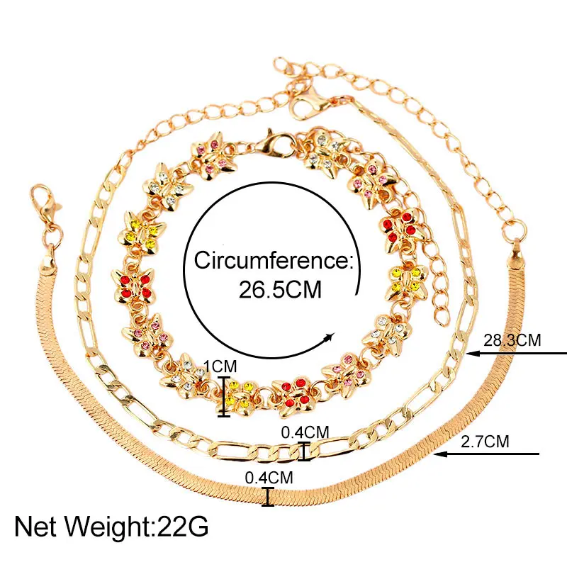 Плетеный браслет JJFOUCS 3 шт./компл. милый простой браслет-бабочка для женщин 5 видов
