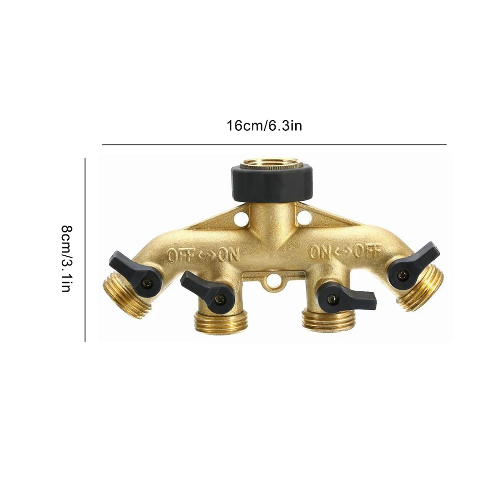 

Brass 3/4 Thread 4-way Garden Tap Water Splitter Water Pipe 4 way Splitter Female 3/4 Irrigation Valve 1pcs