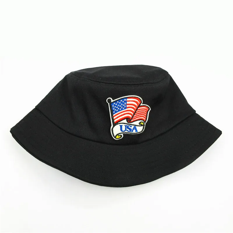 

The usa embroidery cotton Bucket Hat Fisherman Hat outdoor travel hat Sun Cap Hats for kid men Women 282