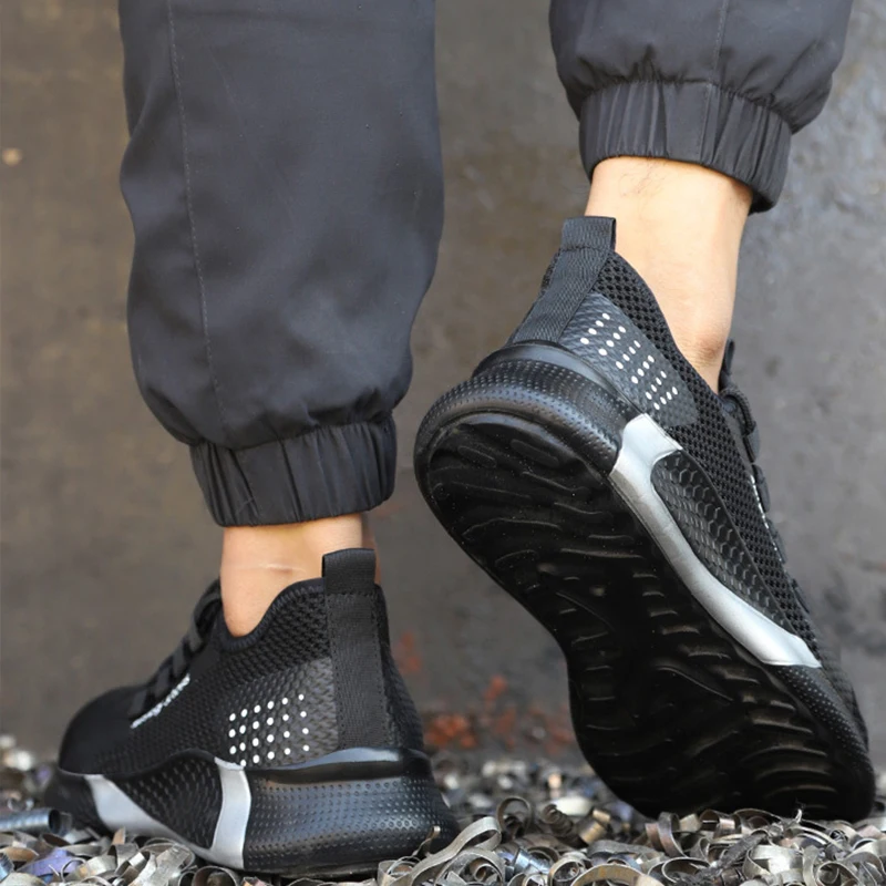 

Breathable Man's Work Shoes Steel Toe Cap Work Boots Men Construction Safety Shoes Light Sneaker Male Security Shoes Men Boots
