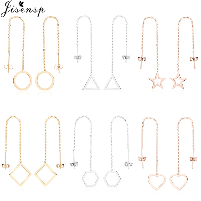 Женские Висячие серьги в Корейском стиле геометрические из нержавеющей стали