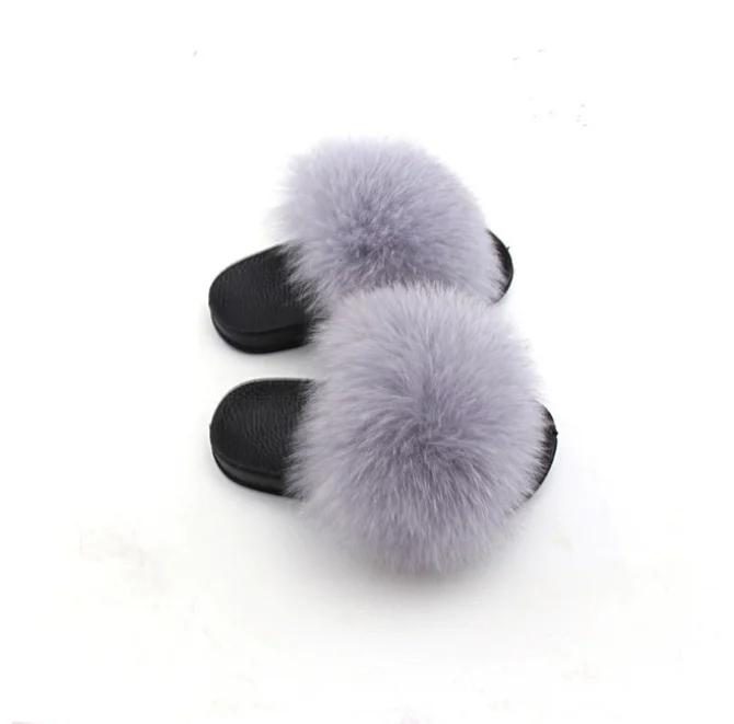 Шлепанцы детские пляжные натуральная лиса енот сланцы тапки для девочек