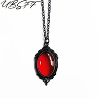 vintage redblack quartz crystal necklace cameo crystal pendant for women antique silver plated fashion jewelry