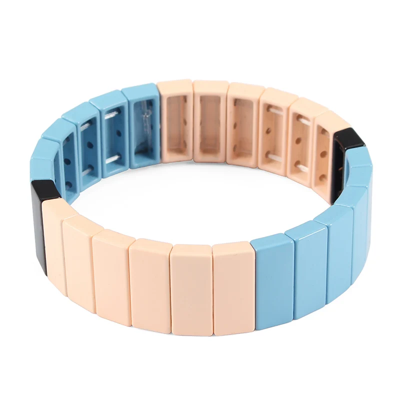 Женский эластичный браслет с радужной эмалью и бусинами|Цепочки браслеты| |