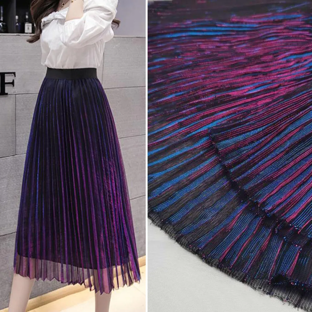 

Magic Pleated Party Dress Fabric Glossy Crushed Bling Skirt Cosplay Soft DIY Craft Material