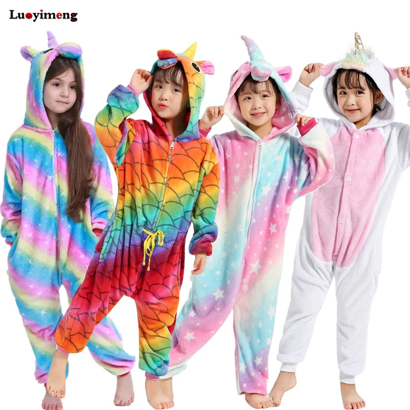 Пижама кигуруми с мультяшным львом Детская единорогом для мальчиков и девочек